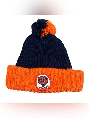 Chicago Bears Knit Pom Pom Beanie Hat Navy Orange NFL Football Winter Cap